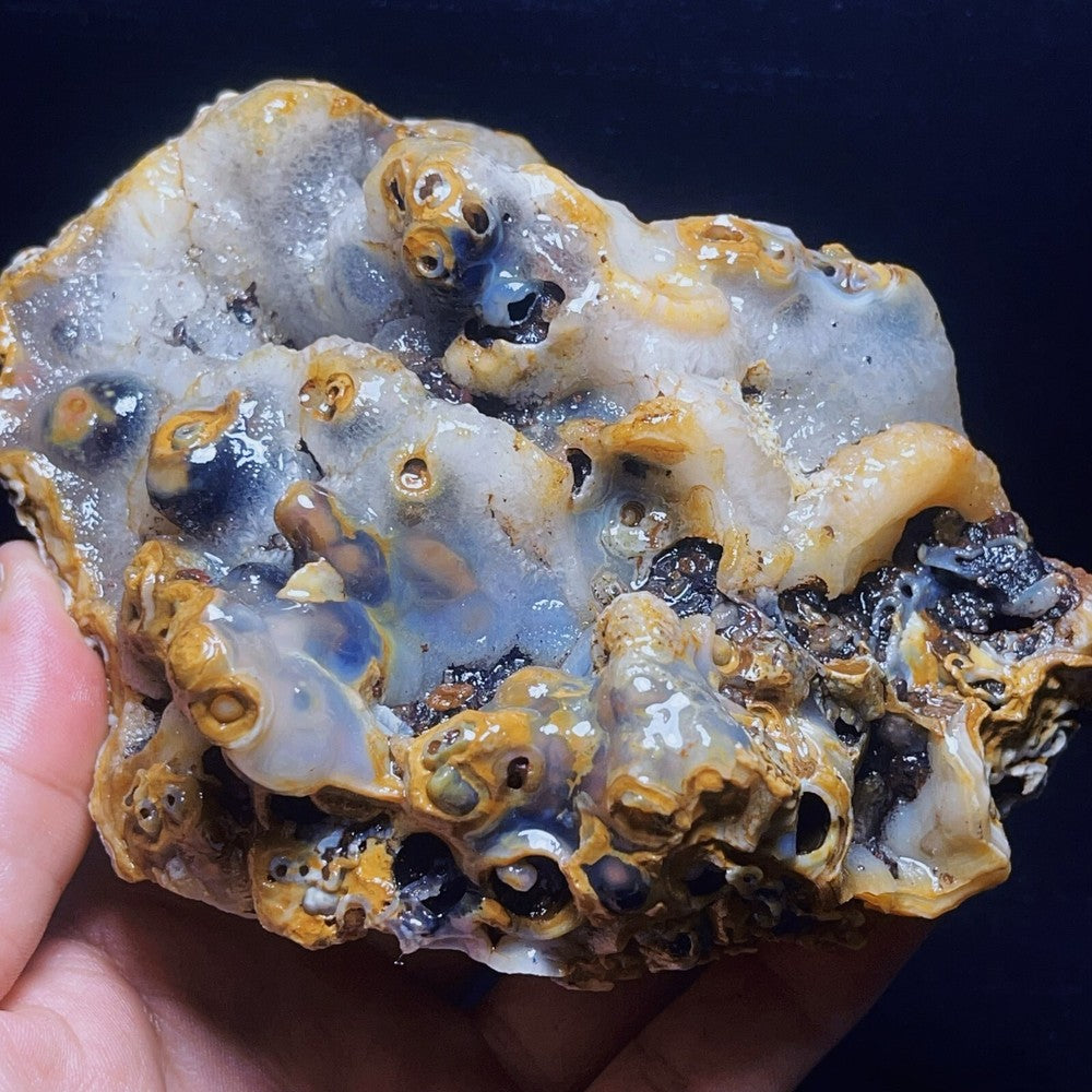 986G Natural Gobi Agate Eyes Agate Crystal Stone Mineral SpecimenHealing