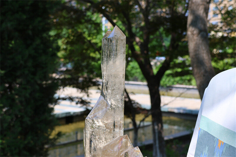 19.49LB Natural Clear Quartz Crystal Obelisk Reiki Crystal Furniture Wand Point