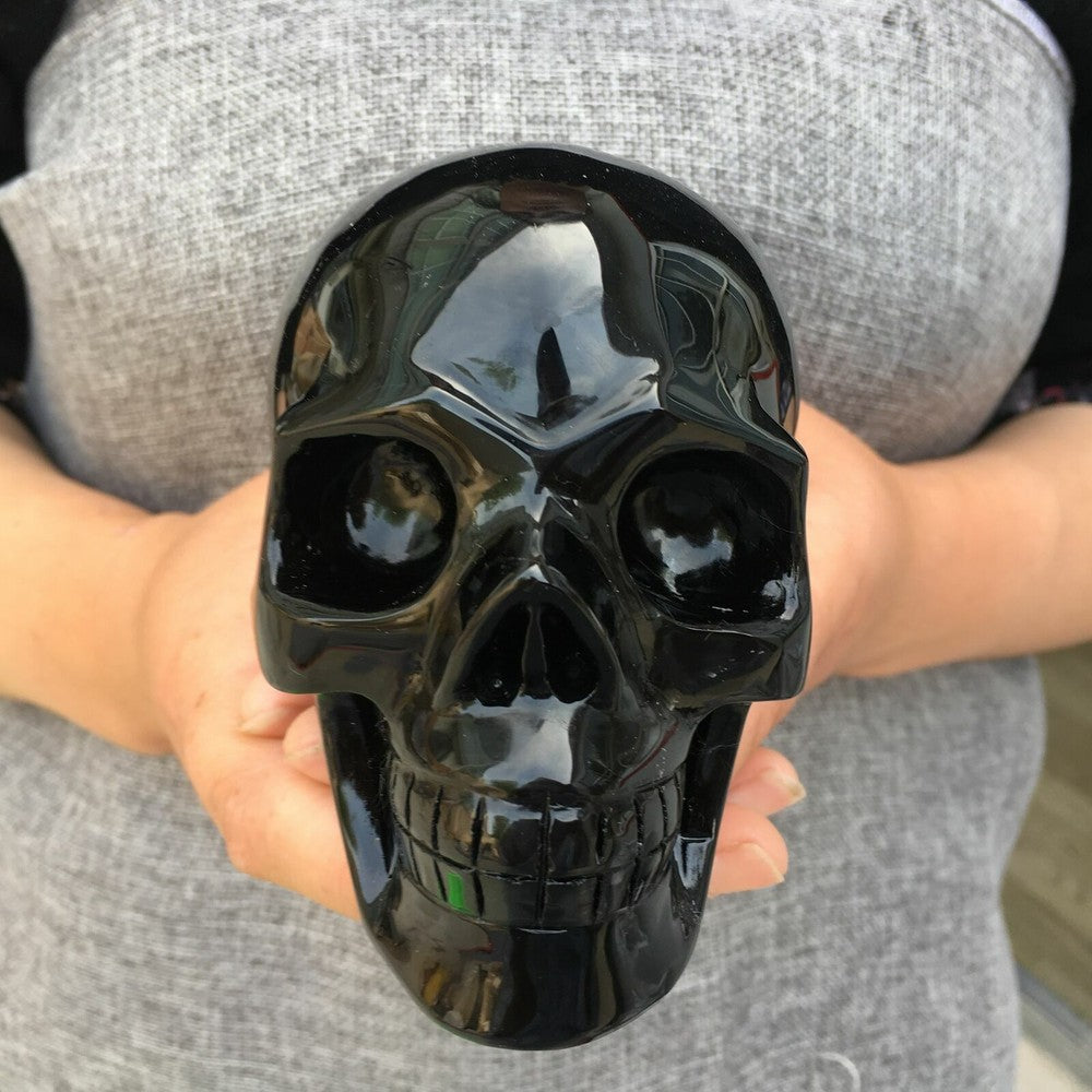 Crâne en quartz d'obsidienne naturelle de 4 pouces sculpté à la main en cristal, cadeaux d'Halloween, 1 pièce