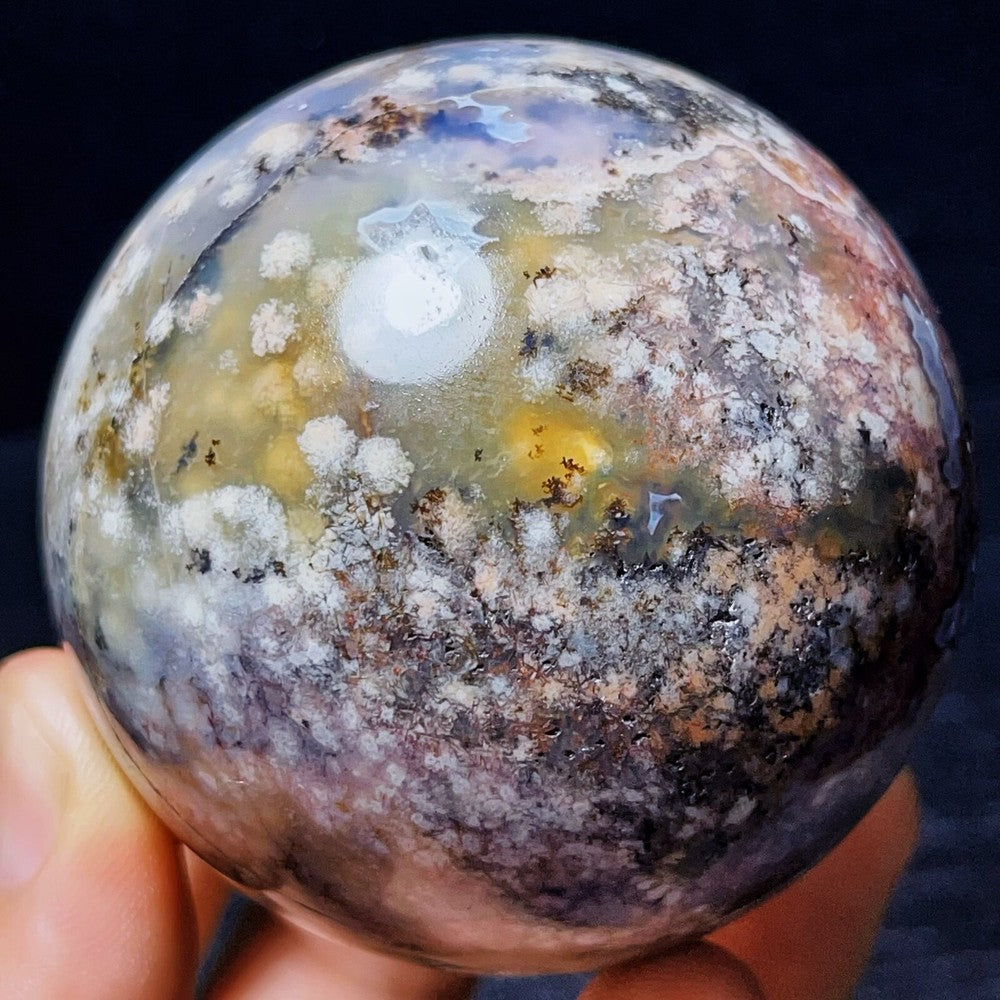 334G Natural Polished Moss Agate Sphere Agate Crystal Ball Healing