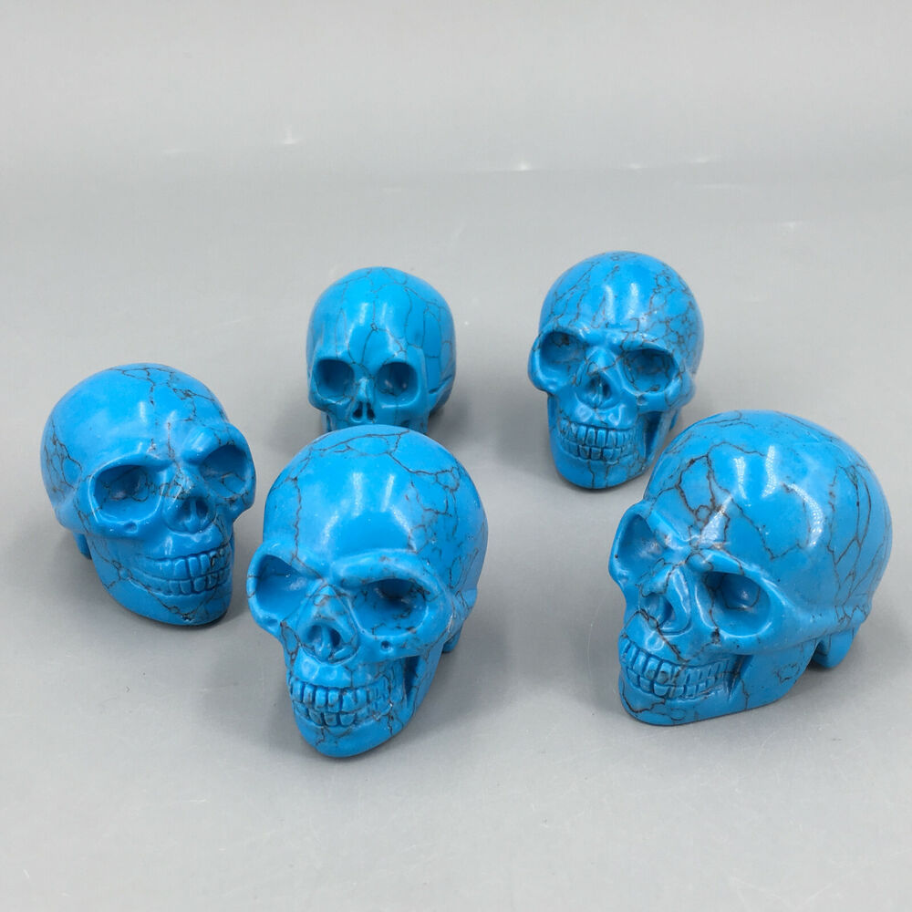2" Blue Turquoise quartz crystal skull carved crystal reiki skull healing 1pc