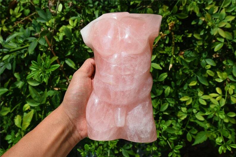 5.7''+ Carved Natural Rose quartz female model male model Reiki Crystal skull