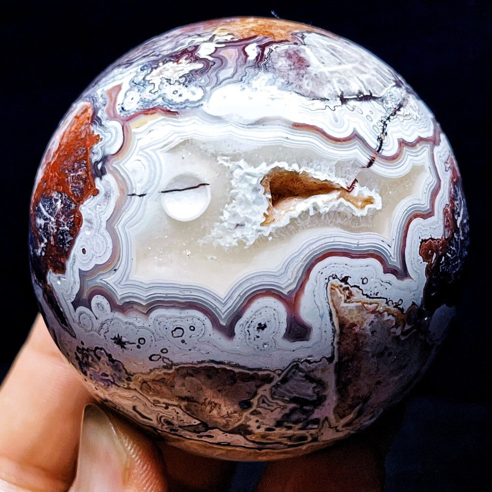 TOP 407G Natural Polished Mexican agate Sphere Ball Crystal Stone Healing