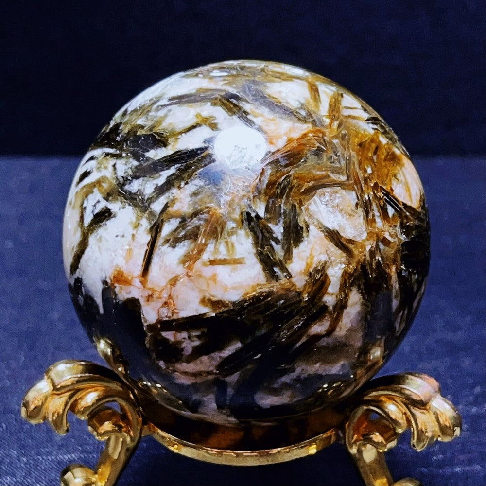 288G Natural Green Tourmaline Unicorn Gem Mica Symbiotic Crystal Ball