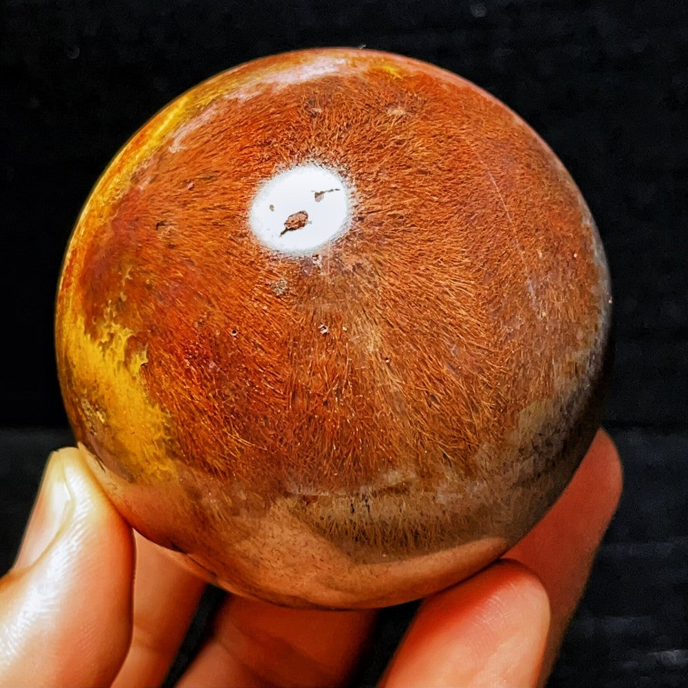 348G Natural Beautiful Golden Hair Rutilated Agate Crystal Sphere Healing