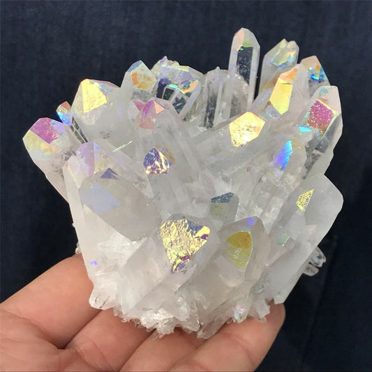 400g+ Quartz Crystal Rainbow Titanium Cluster VUG Mineral Specimen care