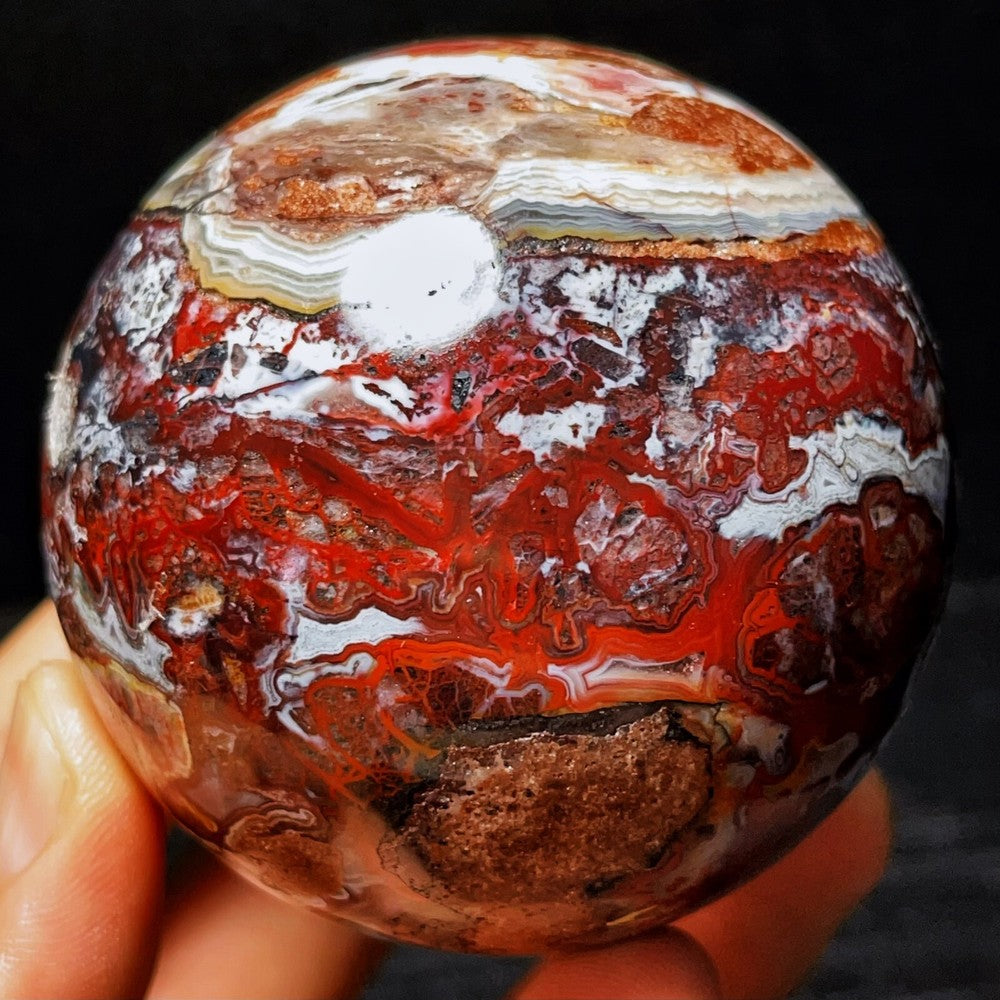 453G Natural Polished Mexico Crazy Agate Sphere Ball Crystal Healing