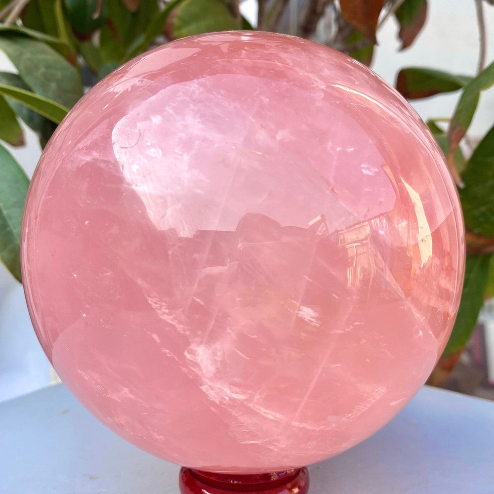 5.22LB Large Natural Pink Rose Quartz Sphere Crystal Ball Reiki Healing+BASE.