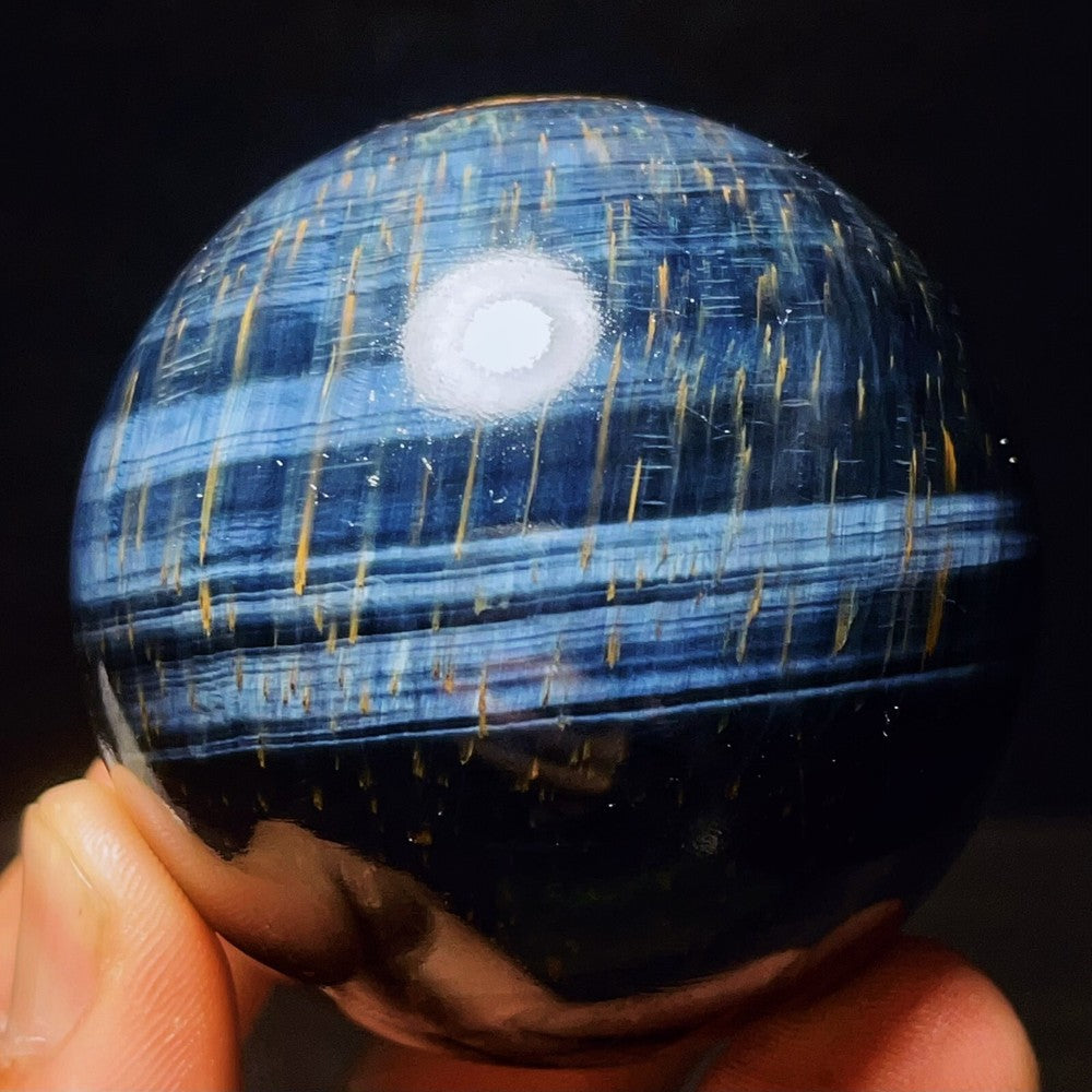 320 g de magnifique météore naturelle en œil de tigre bleu, cristal de quartz de guérison