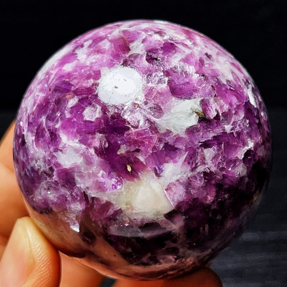 287G Natural Plum Blossom Tourmaline Unicorn Gem Crystal Ball Healing