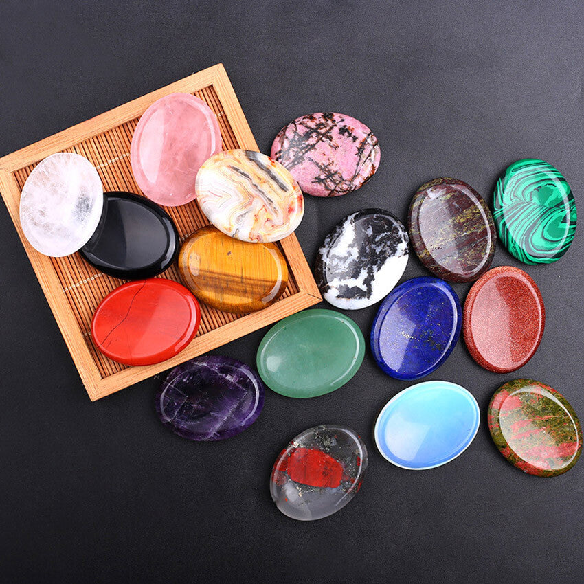 35x45mm Energy Chakra Forget Thumb Massage Stone Crystals Worry Stones