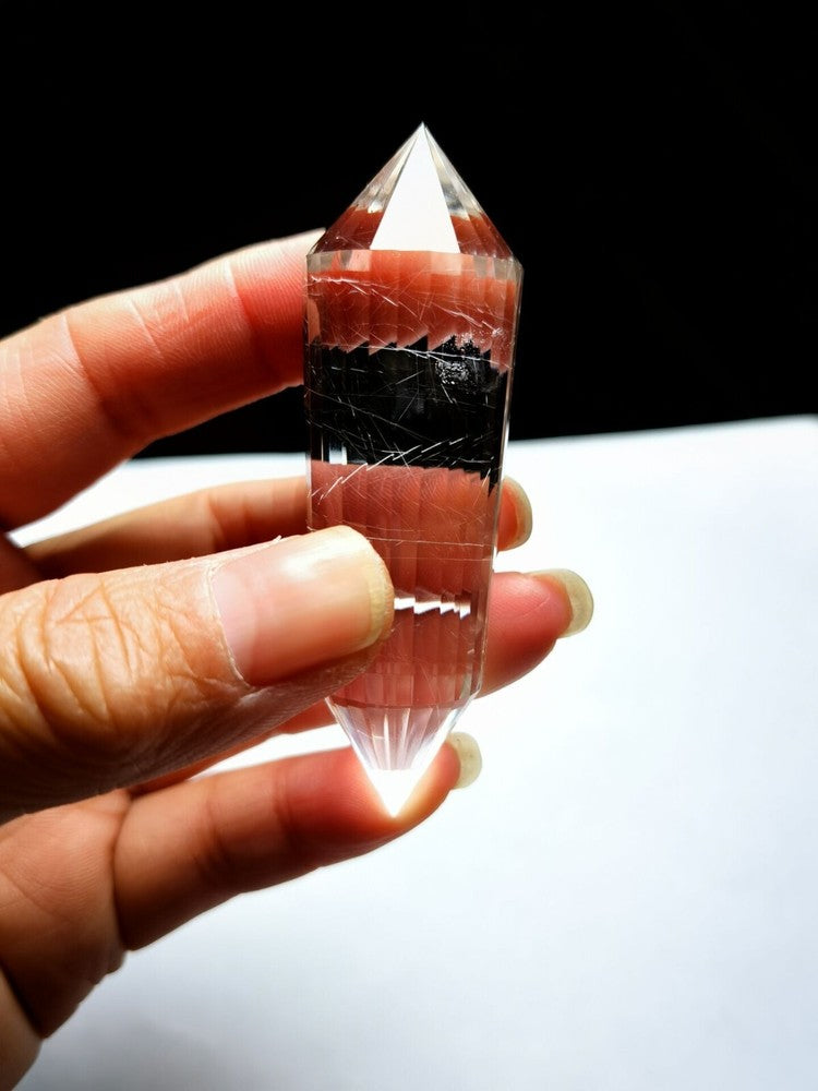 Tibetan High Altitude 24 Sided Rutilated Crystal Point Quartz Vogel Wand 2.75''