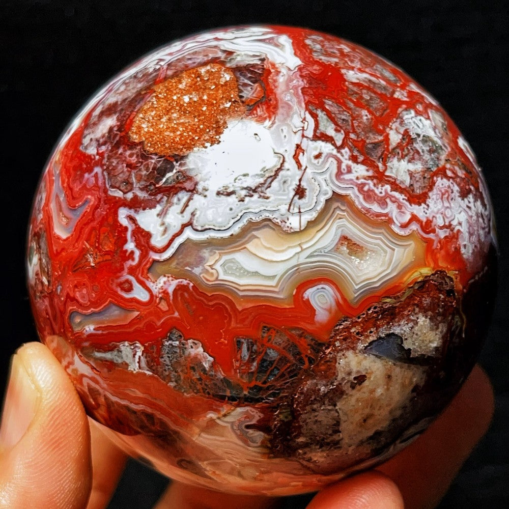 TOP 569G Natural Polished Mexico Crazy Agate Sphere Ball Crystal Healing