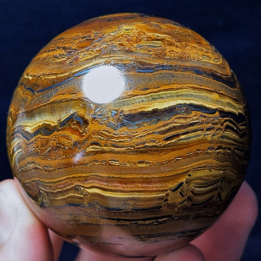375G Natural Polished Yellow Tiger Sphere Agate Crystal Ball Healing