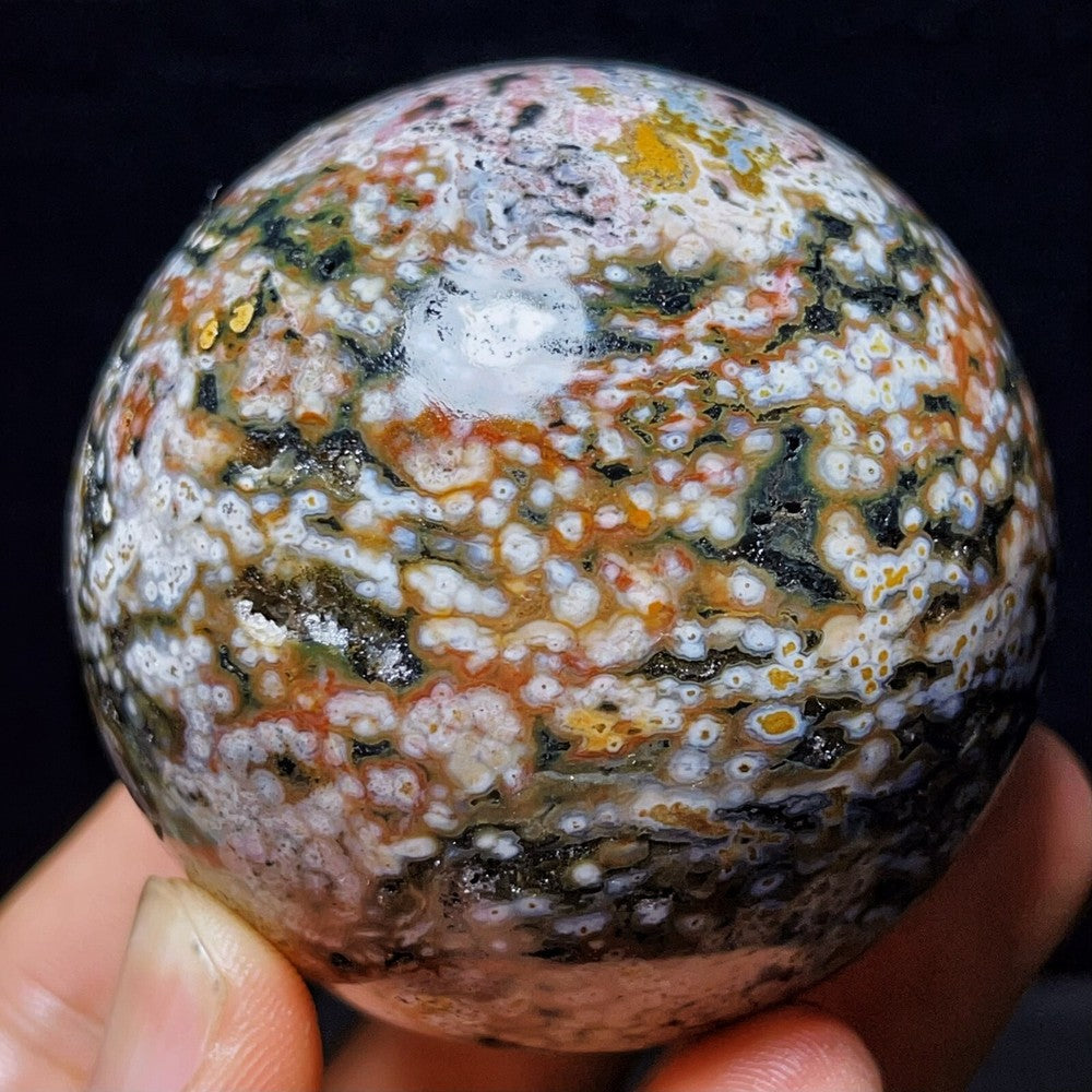 345G Natural Polished Orbicular Ocean Jasper Sphere Crystal Healing
