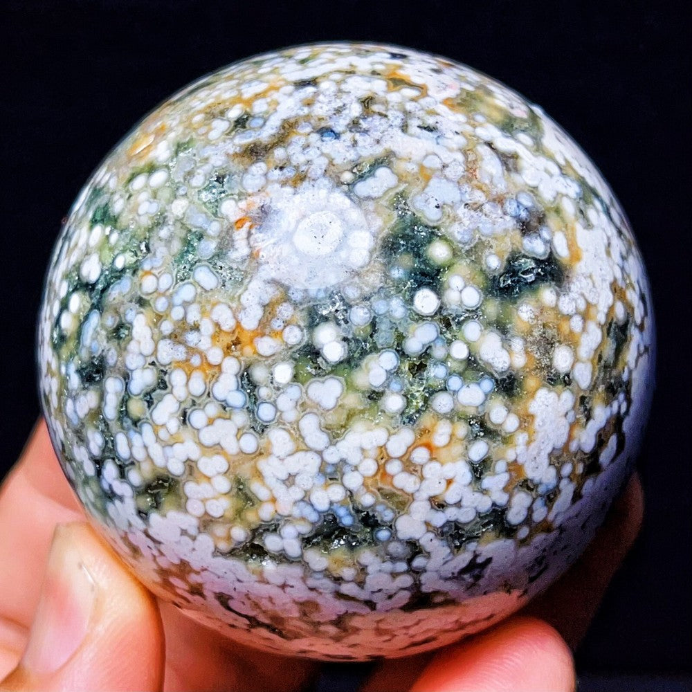 316G Natural Polished Orbicular Ocean Jasper Sphere Crystal Healing