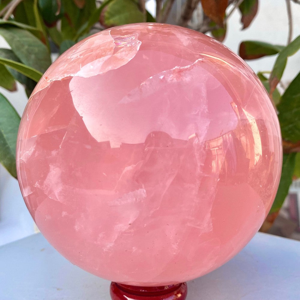 5.22LB Large Natural Pink Rose Quartz Sphere Crystal Ball Reiki Healing+BASE.