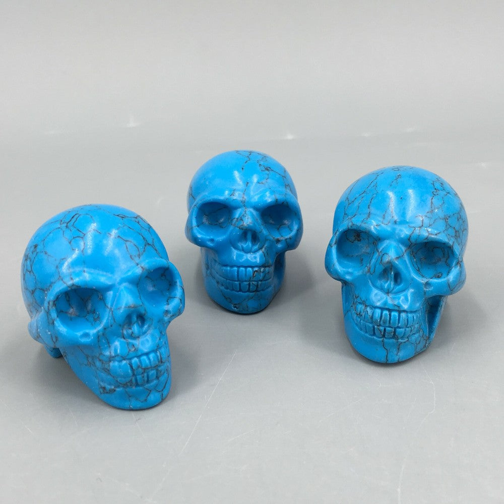 2" Blue Turquoise quartz crystal skull carved crystal reiki skull healing 1pc