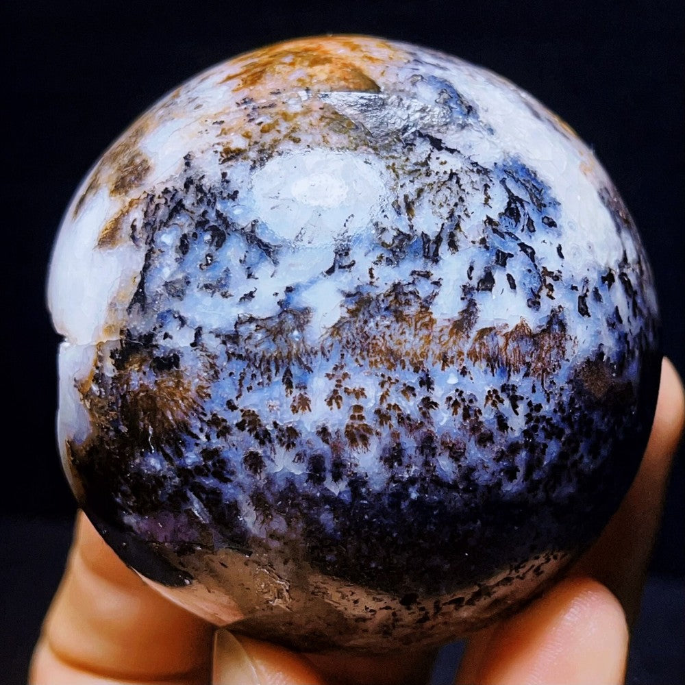 Natural Polished Dendritic Agate Sphere Ball Crystal Geode Healing