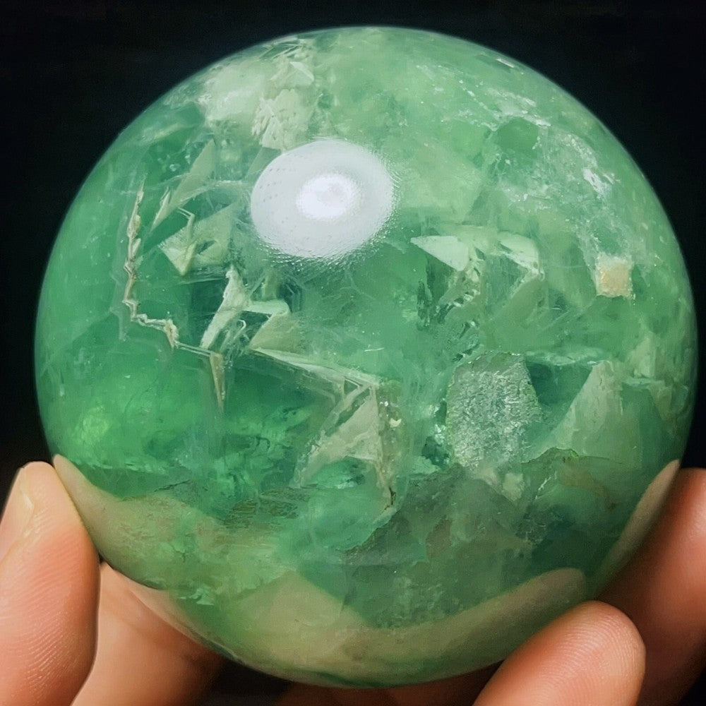 774G Natural Polished Green Fluorite Sphere Ball Crystal Healing