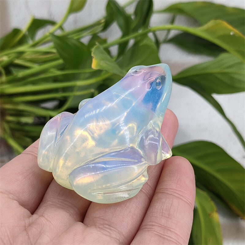 2" Hand Carved Opalite Frog Quartz Crystal Frog Crystal Skull gem gift 1PC