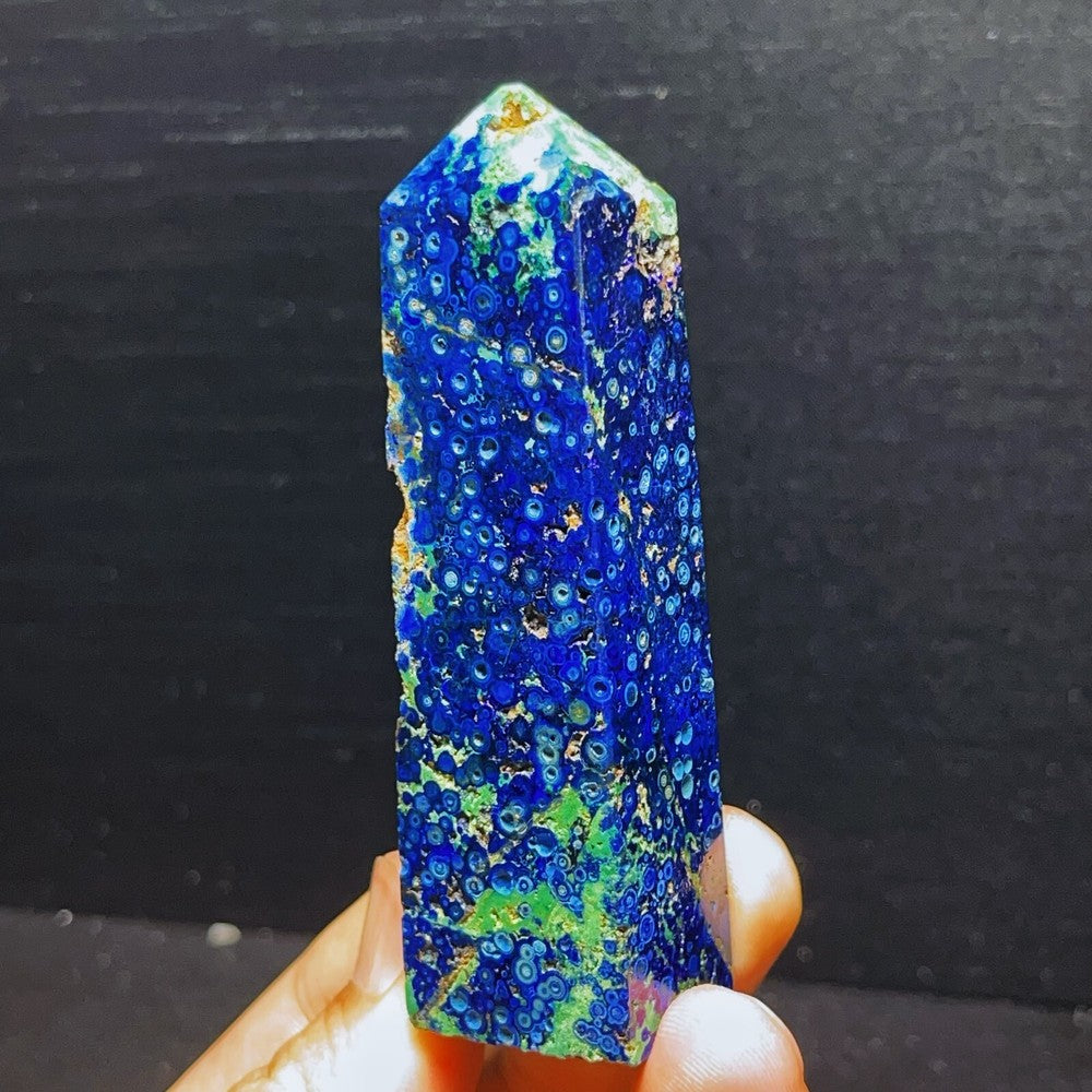 133G Natural Polished Phoenix Blue Gold Sharp Tower Crystal Healing