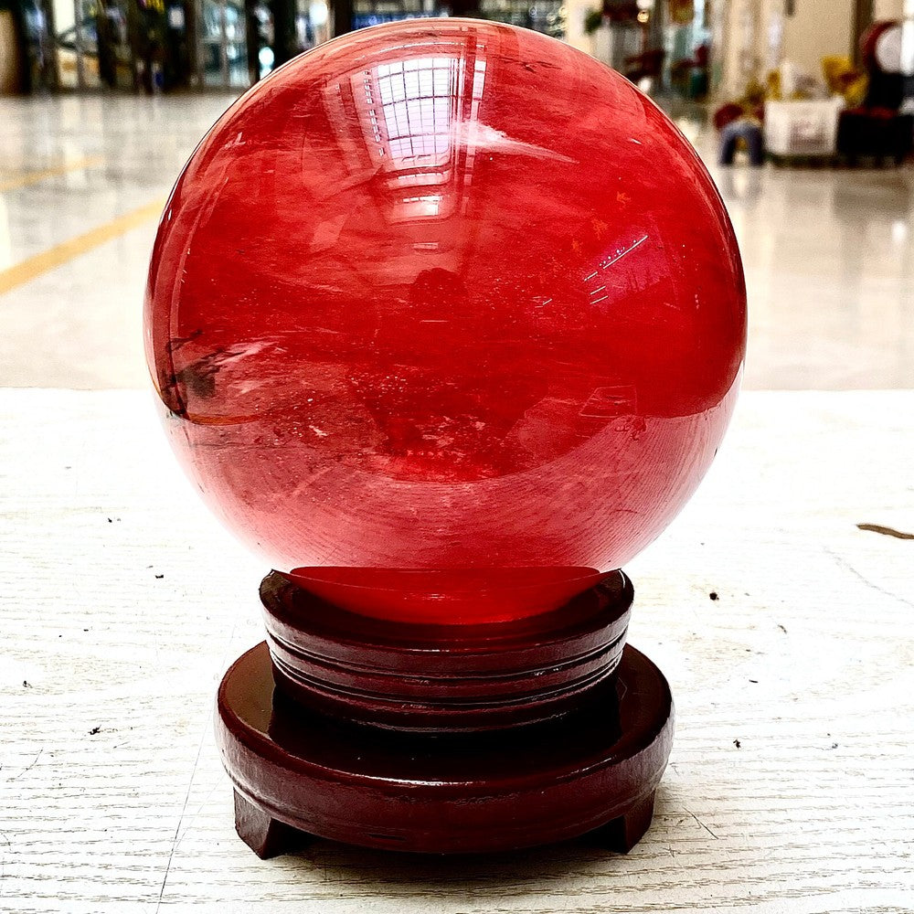7.55LB Red Melting Stone Quartz Crystal Sphere Ball Healing Reiki Décor