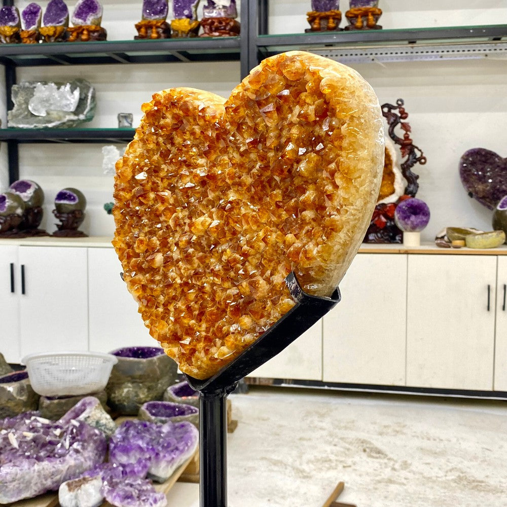 17.93LB Natural yellow crystal hand carved love crystal spiritual healing