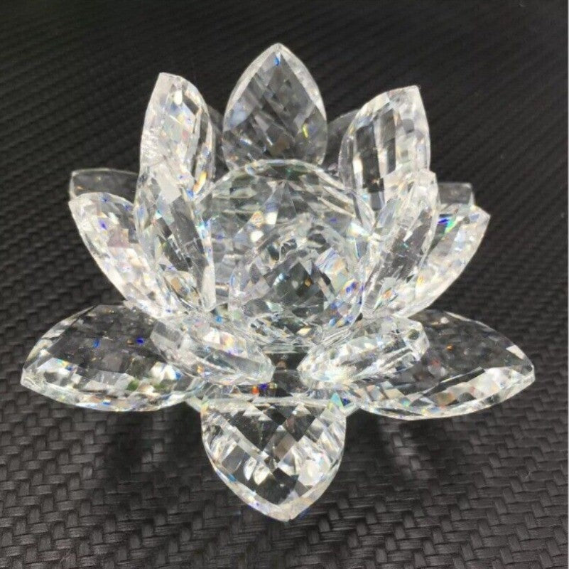 Melting stone Carved 3" Clear Lotus flower Quartz decoration Reiki Healing 1pc