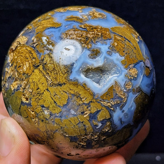 Sphère de jaspe océanique poli naturel 516 g, cristal de guérison L2777