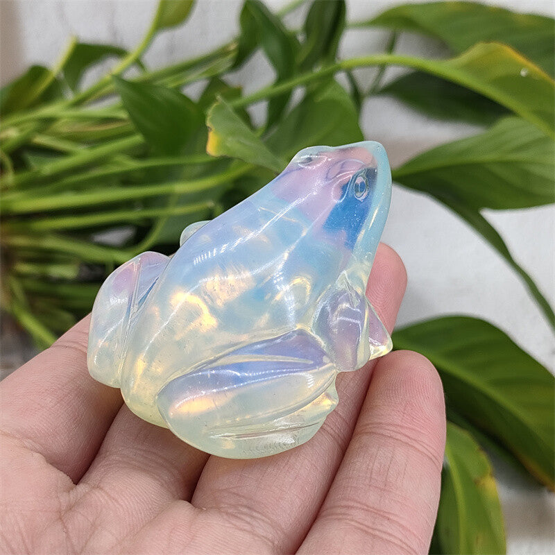 2" Hand Carved Opalite Frog Quartz Crystal Frog Crystal Skull gem gift 1PC