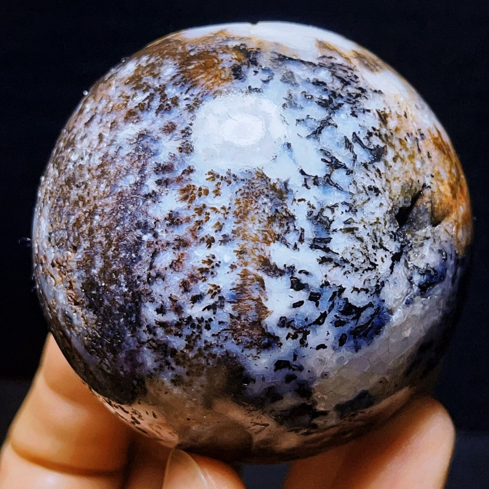 Natural Polished Dendritic Agate Sphere Ball Crystal Geode Healing