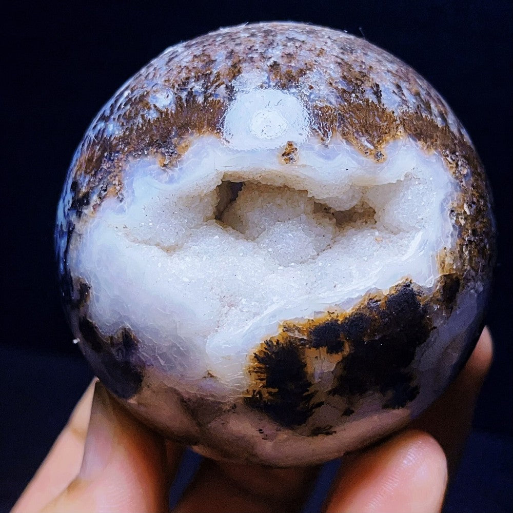 Natural Polished Dendritic Agate Sphere Ball Crystal Geode Healing