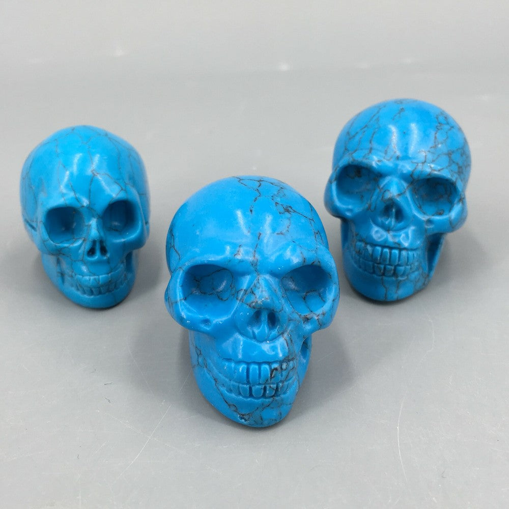 2" Blue Turquoise quartz crystal skull carved crystal reiki skull healing 1pc