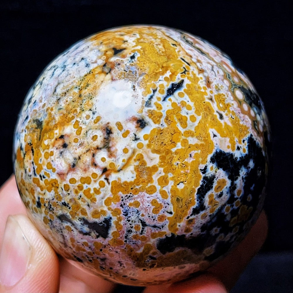 280G Natural Polished Orbicular Ocean Jasper Sphere Crystal Healing