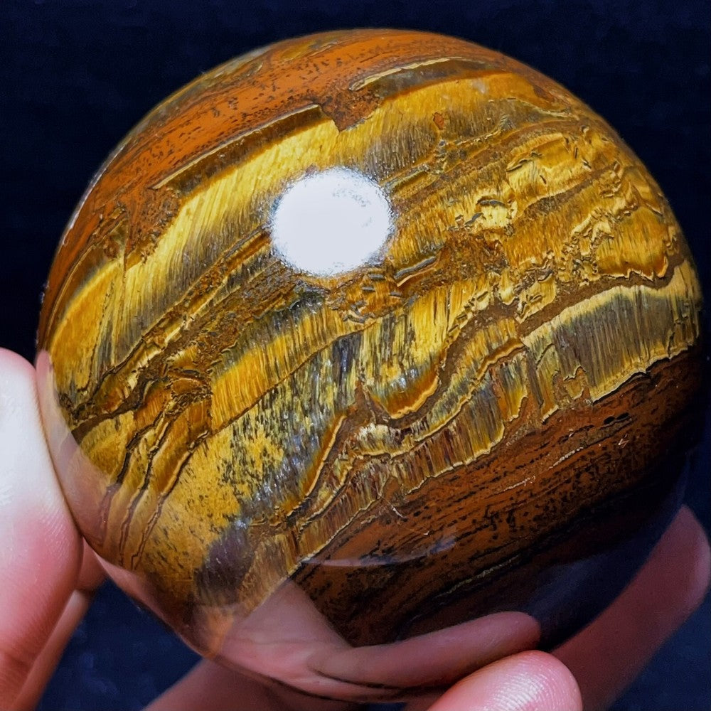 748G Natural Polished Yellow Tiger Sphere Agate Crystal Ball Healing