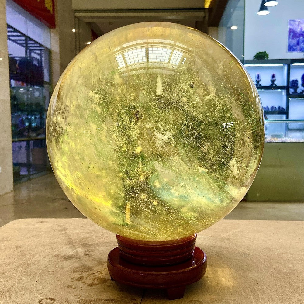 34.83LB Yellow melting stone quartz crystal sphere crystal ball magic reiki