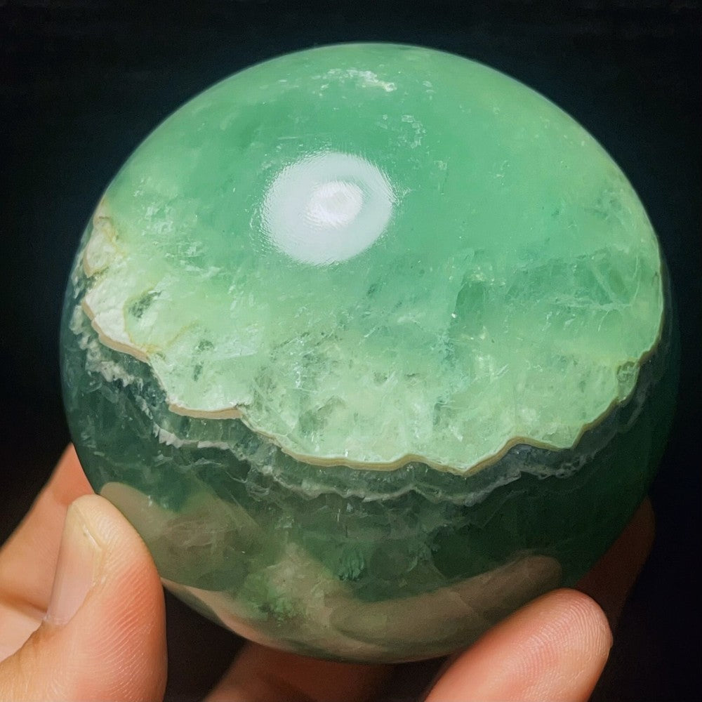 774G Natural Polished Green Fluorite Sphere Ball Crystal Healing