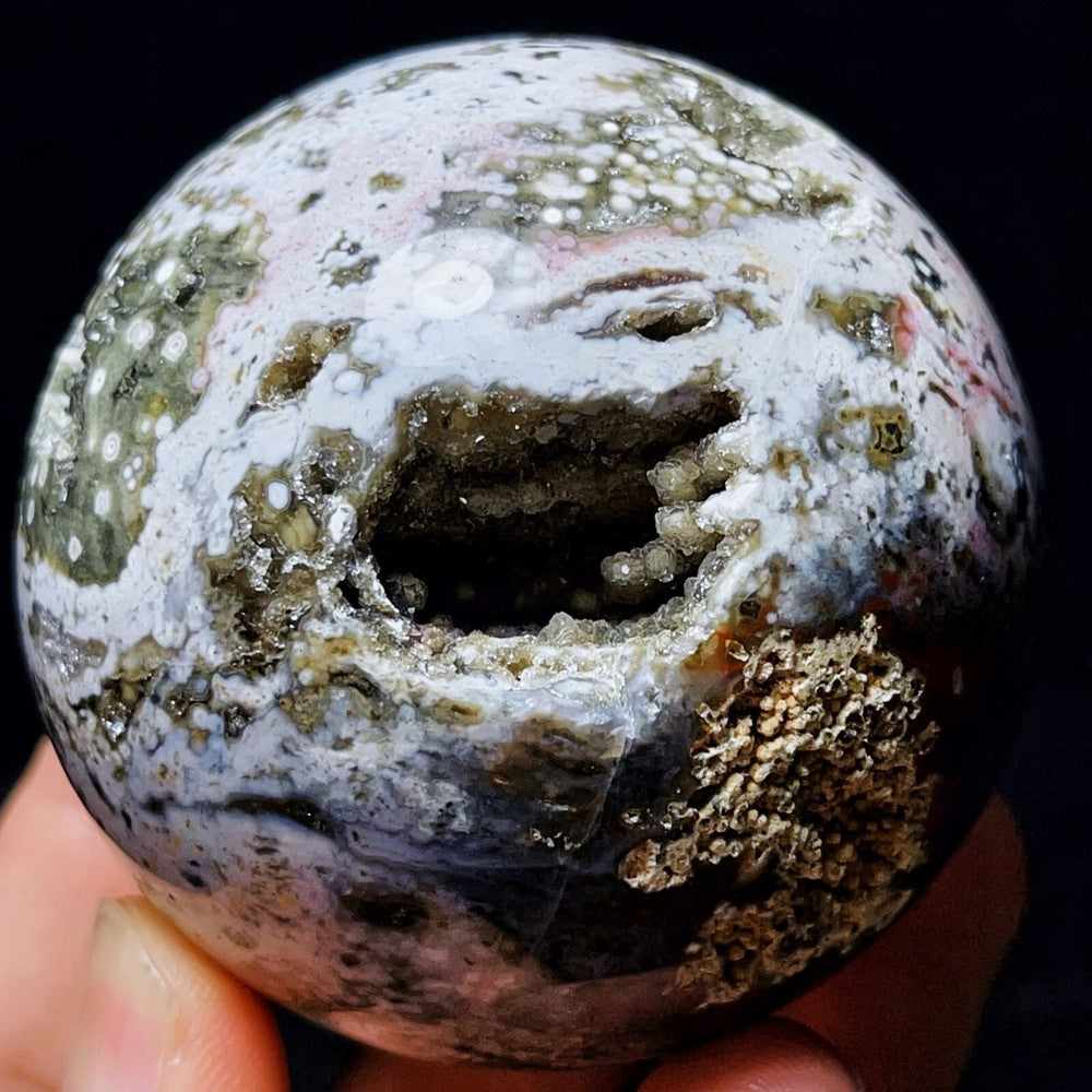 Natural Polished Orbicular Ocean Jasper Sphere Crystal Healing