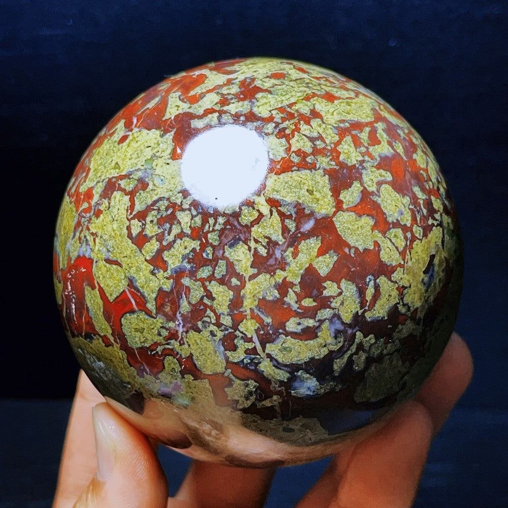 1216G Natural Polished Dragon Blood Stone Sphere Ball Crystal Healing