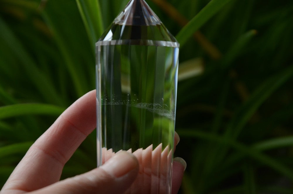 Tibetan High Altitude Clear 24 Sided Crystal Quartz Vogel Style Wand 5.03''