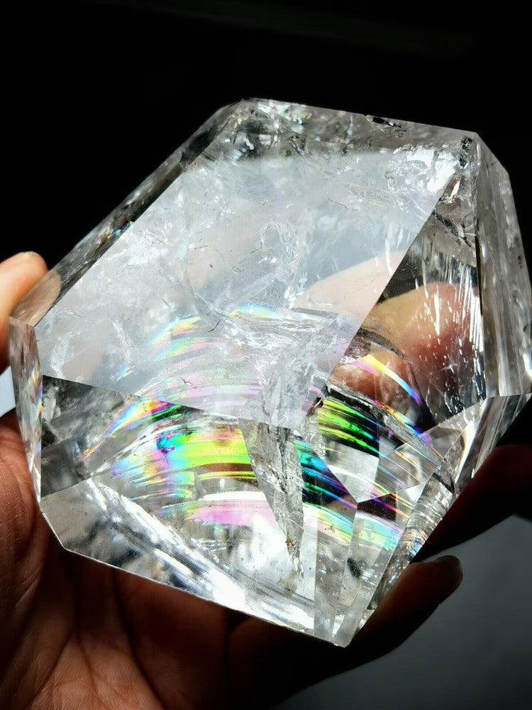 Tibetan High Altitude Clear Rainbow 6 Side Crystal Quartz Point 3.97 in