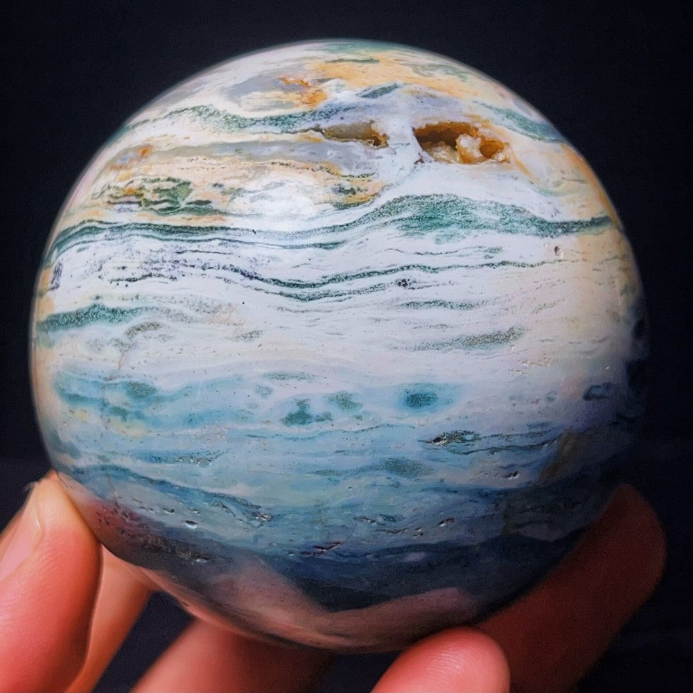 648G Natural Polished Ocean Jasper Sphere Ball Crystal Stone Healing
