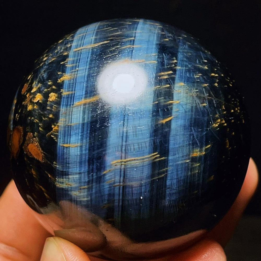 337G Natural Beautiful Meteor Blue Tiger Eye Sphere Crystal Quartz Healing