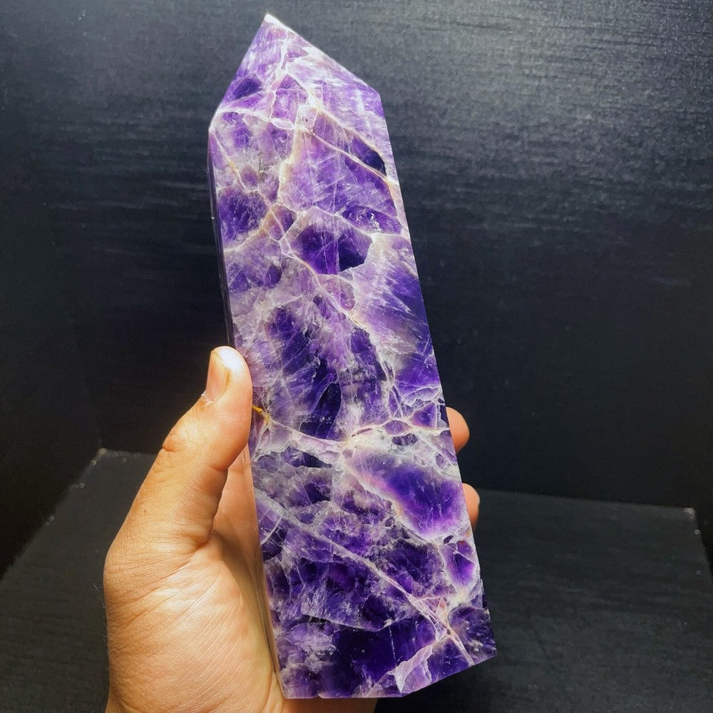 1757G Natural Polished Dream Amethyst Tower Crystal Tower Healing