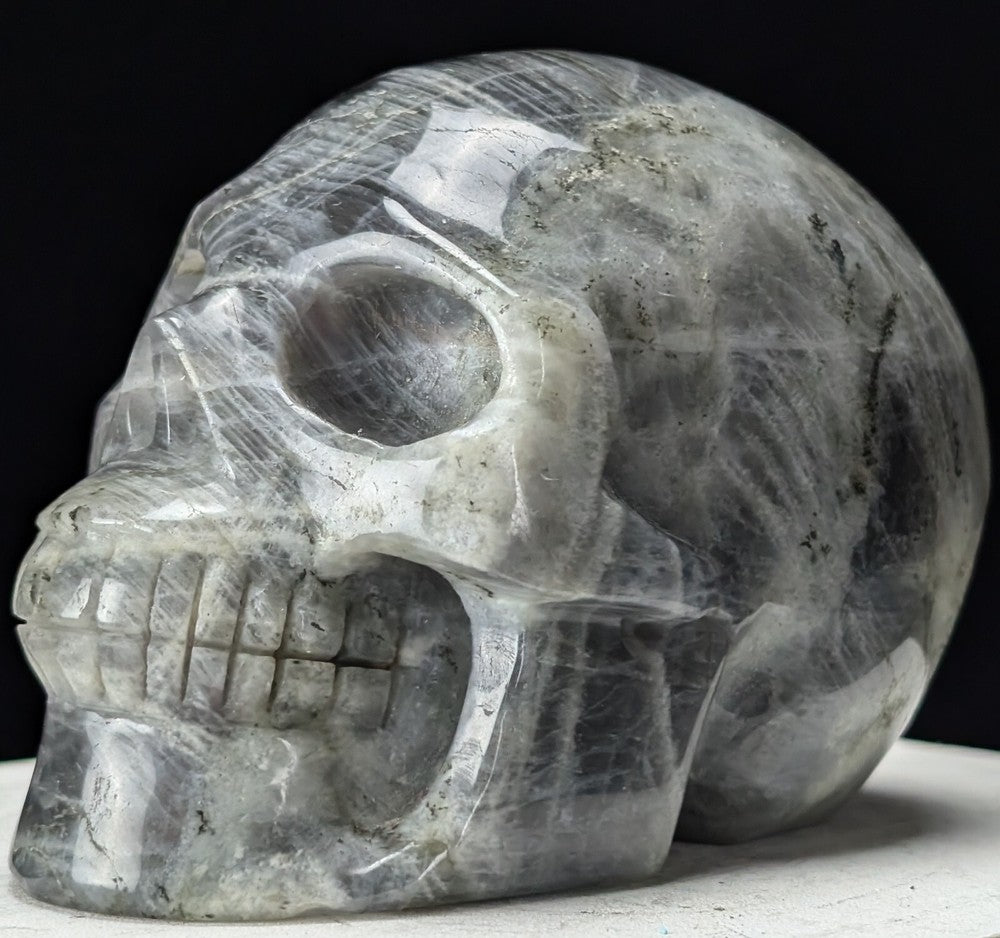 Labradorite Skull Carving Purple Flash Large Big Huge Crystal Chakra