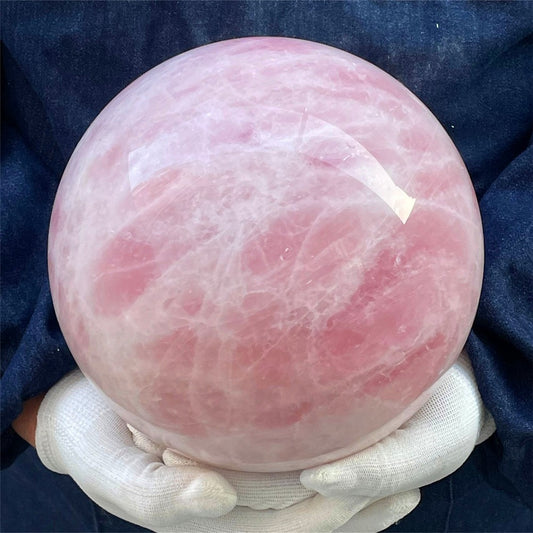 19,67 lb de cristal de rose naturel, sphère de cristal de quartz, soins de guérison