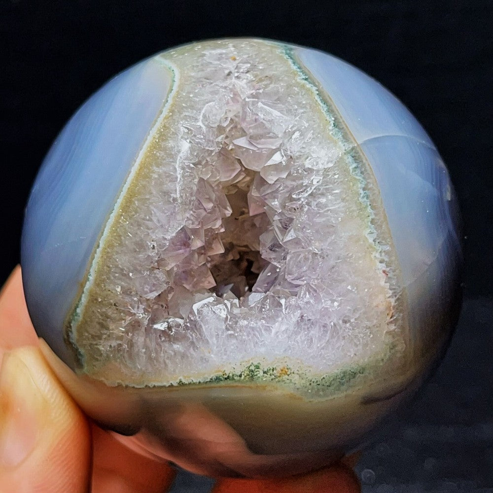 304G Natural Polished Agate Geode Sphere Ball Crystal Healing