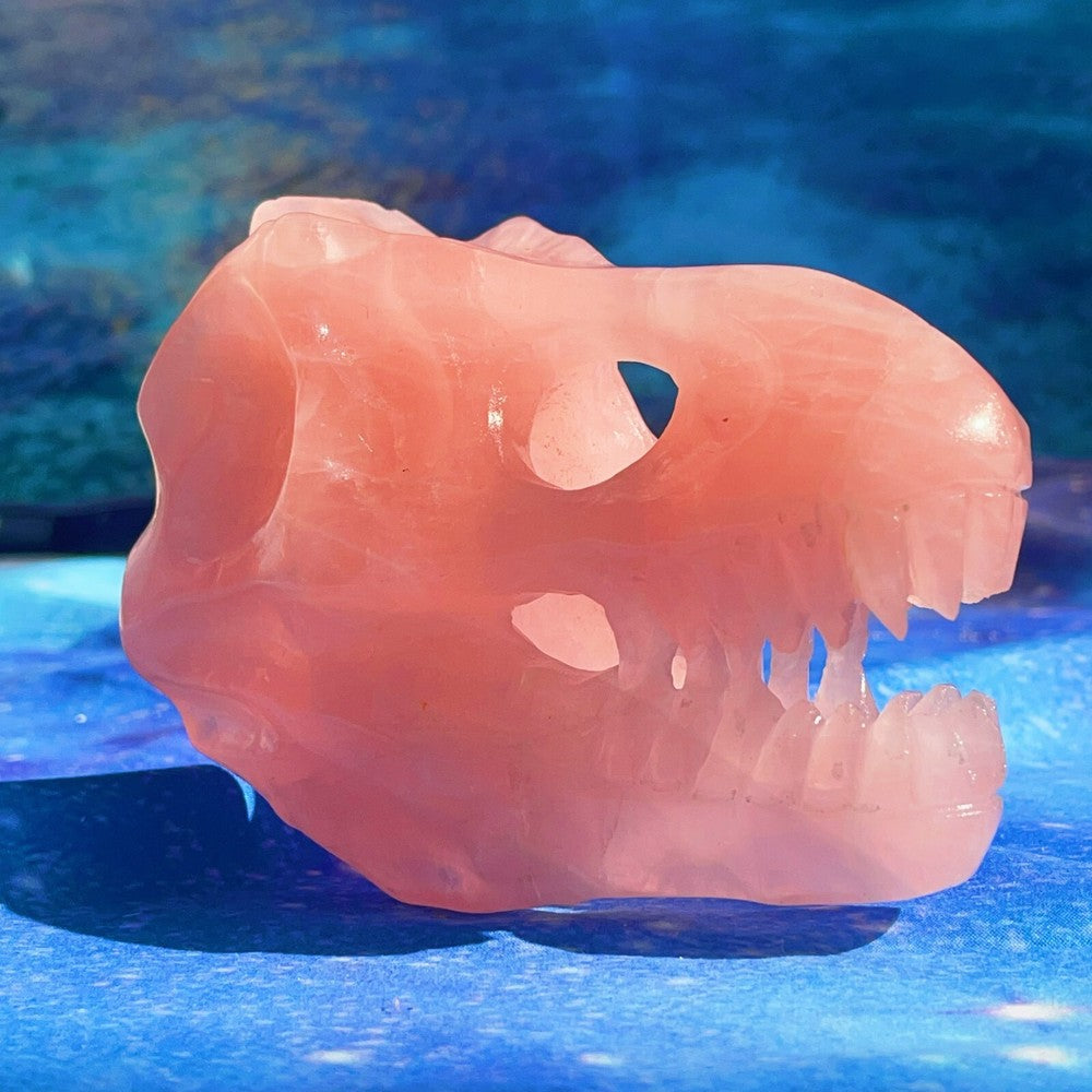550G Natural Polished Hand carved Powder crystal Dinosaur Skull