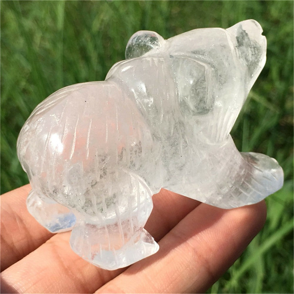 Natural Clear Quartz Bear Quartz Crystal Carved Crystal Bear Healing 1PC